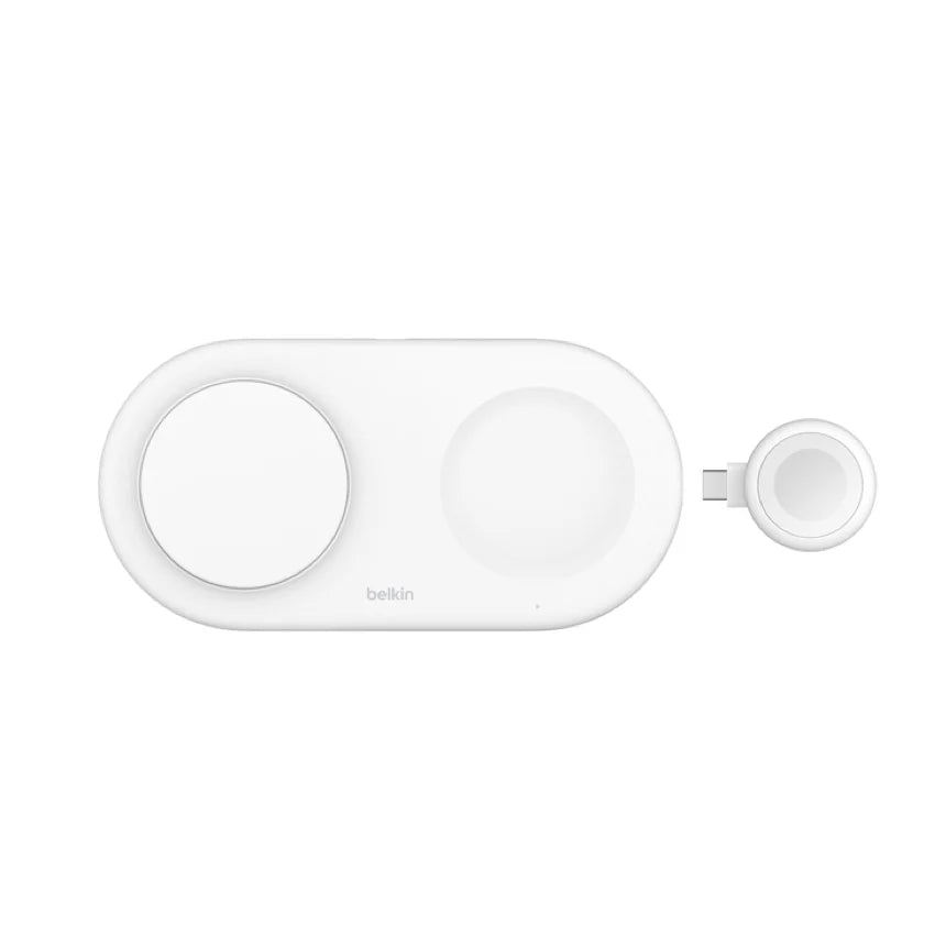 แท่นชาร์จไร้สาย Belkin BOOST CHARGE Qi2 3-in-1 Wireless Charging Pad 15W with Apple Watch สี White