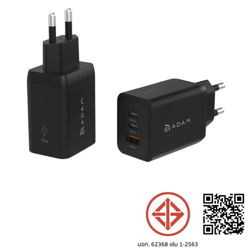 หัวชาร์จ Adam Element OMNIA X65 65W (ปลั๊ก TH) สี Black